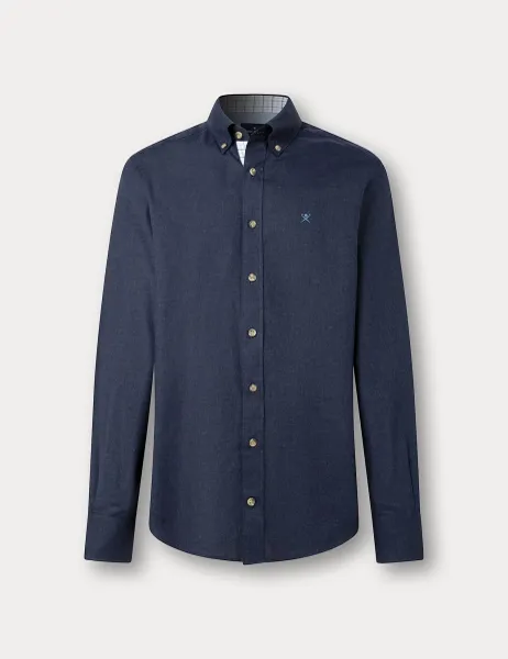 Hackett Tailored Fit Pure Cotton Flannel Shirt Navy