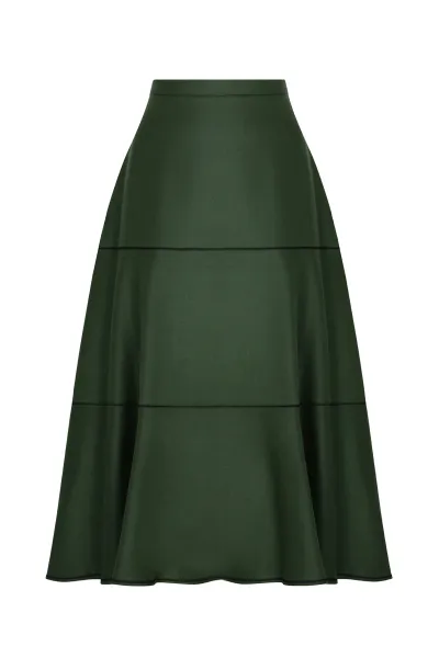 Lalage Beaumont Amy Skirt in Olive Green Flannel