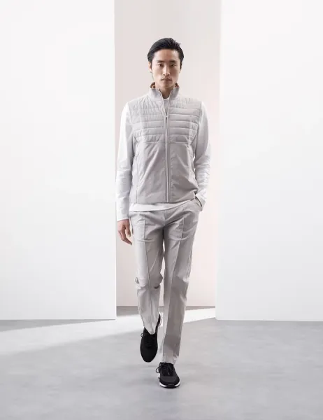 Autograph Funnel Neck Quilted Gilet Silver Grey