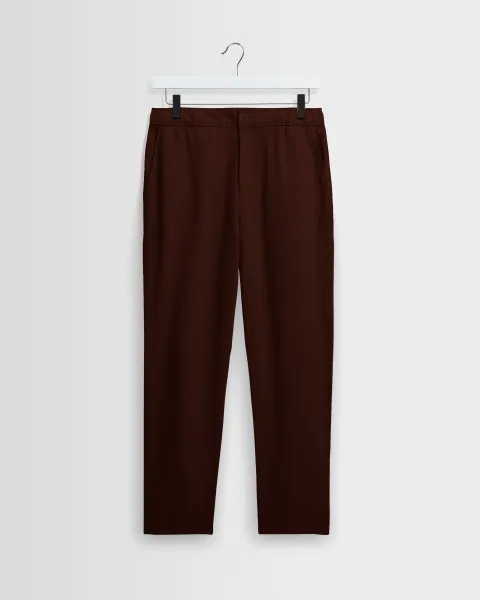 Kurt - Brown Washed Linen Relaxed Fit Trousers