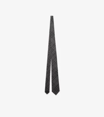 Check Silk Tie in Coal grey