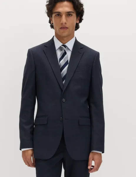Marks & Spencer Regular Fit Textured Stretch Jacket Navy