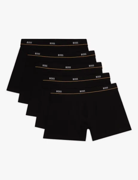 Boss 5 Pack Essential Cotton Rich Trunks Black