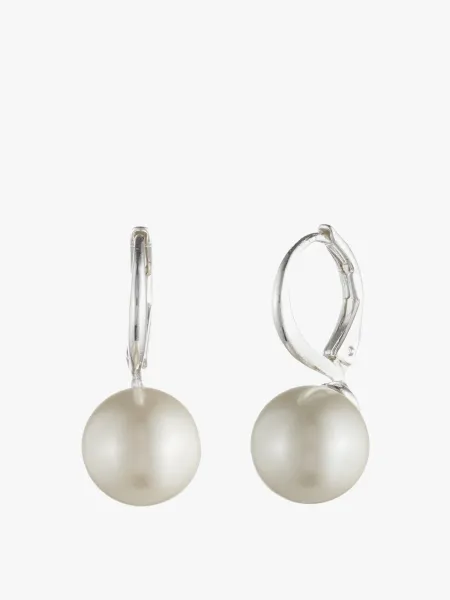 Lauren Ralph Lauren Silver Tone Pearl Drop Earrings 10mm