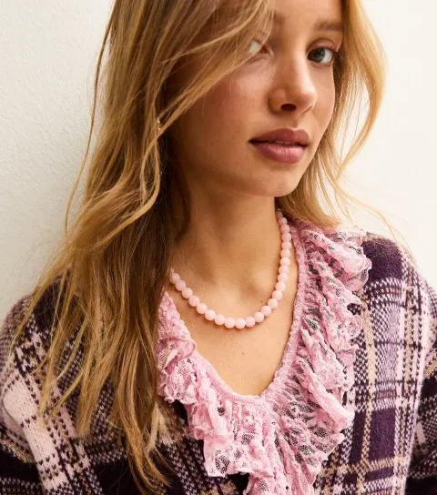 Light Pink Resin Bead Necklace