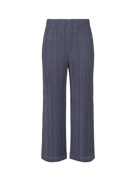Pleats Please Cotton Denim Trousers Navy