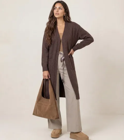 Urban Bliss Women's Brown Longline Cardigan