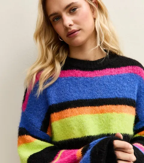 Women's Indigo Striped Crew Neck Jumper