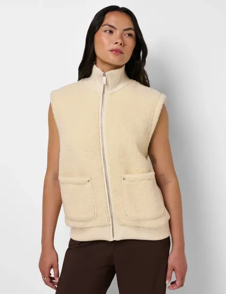 Sweaty Betty Plush Fleece Ribbed Gilet Soft White