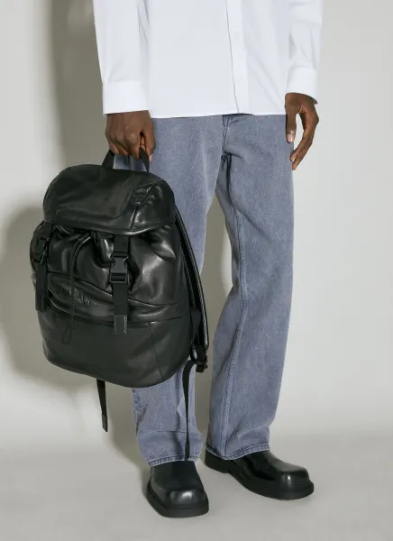 Debossed Logo Leather Backpack