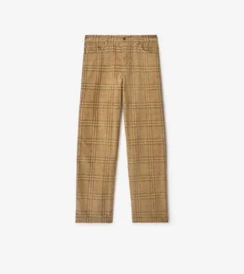 Check Corduroy Trousers in Sand beige - Men, Cotton