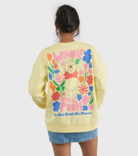 Women's Custard Light Yellow Disney Winnie The Pooh Print Sweatshirt