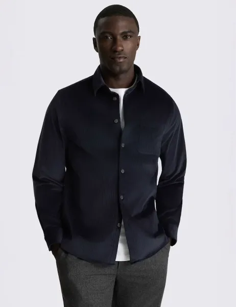 Moss Long Sleeve Corduroy Overshirt Dark Navy