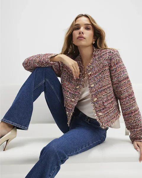 River Island Boucle Edge To Edge Jacket