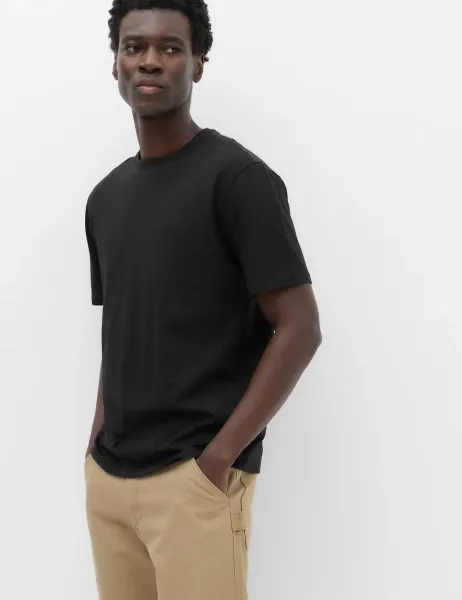 Marks & Spencer Relaxed Fit Pure Cotton T shirt Black