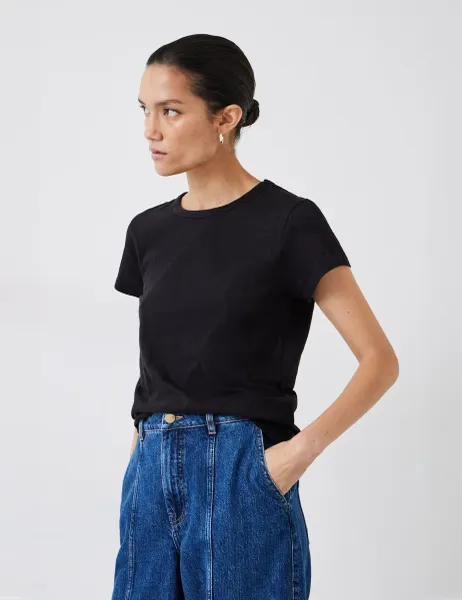 HUSH Pure Cotton Crew Neck Slim Fit T-Shirt Black