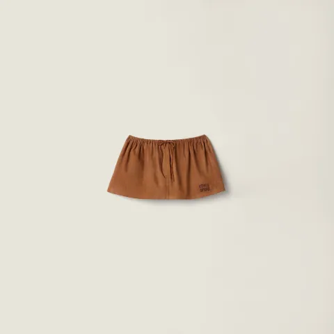 Waxed suede miniskirt