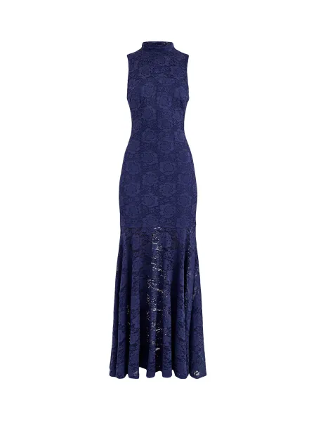 Club L London Esalyn Lace High-Neck Maxi Dress