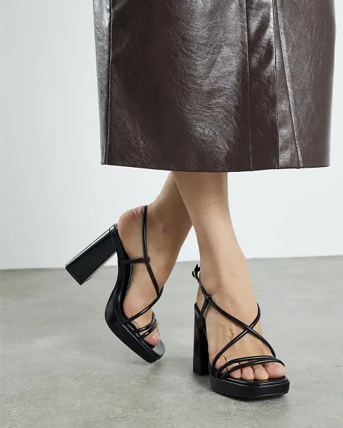 River Island Wide Fit Triple Strap Platform Sandals