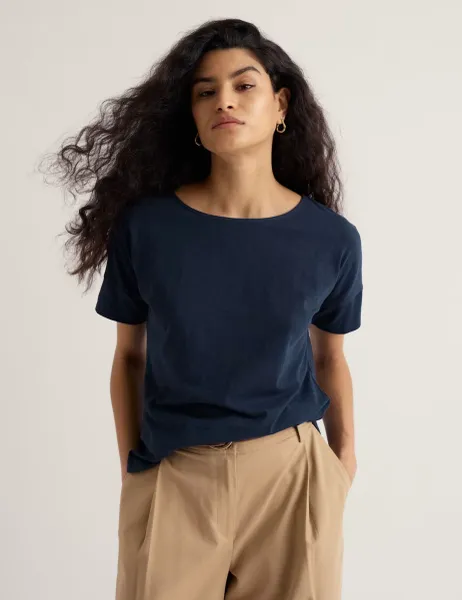 Seasalt Cornwall Pure Cotton Slash Neck Relaxed T-Shirt