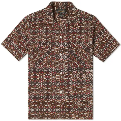 Short Sleeve Open Collar Indian Block Print Shirt