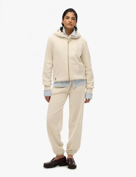 Superdry & Co Pure Cotton Relaxed Zip Up Hoodie Beige