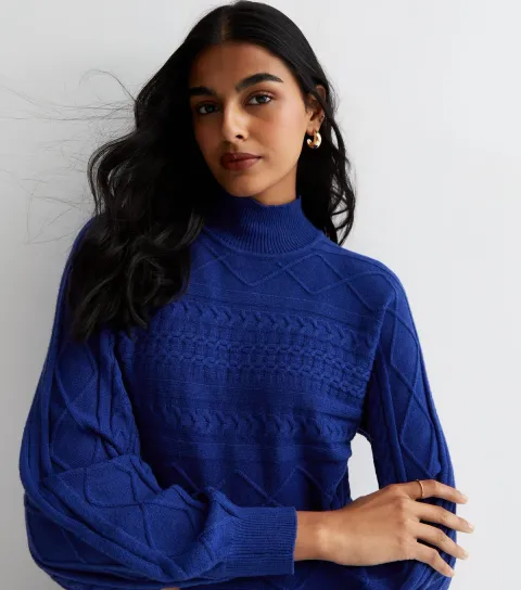 Women's Bright Blue Knit Batwing Jumper