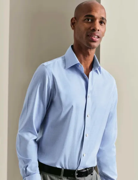 Charles Tyrwhitt Slim Fit Non Iron Pure Cotton Check Shirt Blue Mix