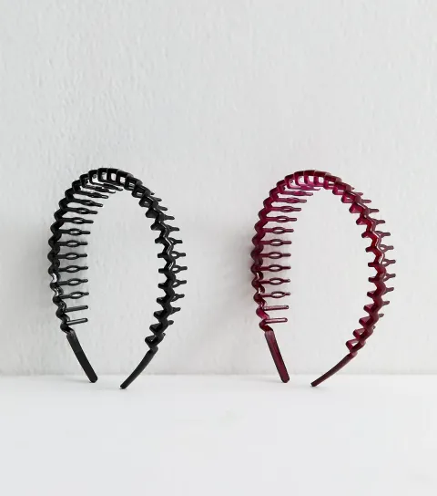 Pack of 2 Black Translucent Toothcomb Headband