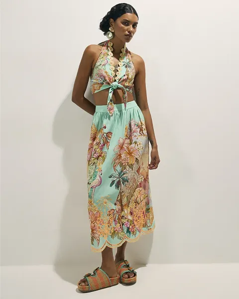 River Island Cutwork Midi Skirt