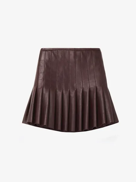 Leather Pleated Mini Skirt