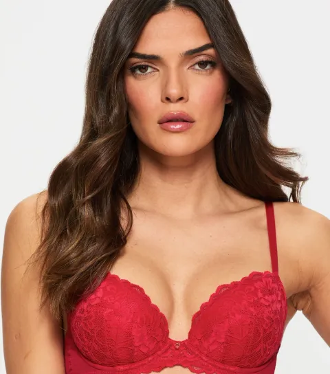Ann Summers Women's Bright Red Lace Plunge Bra