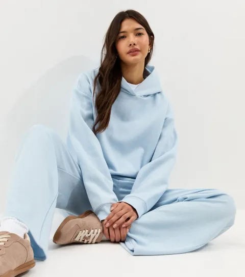 Women's Light Blue Jersey Pullover Hoodie