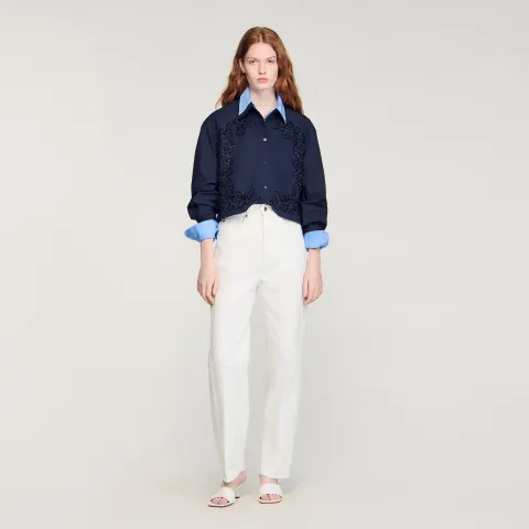 Floral embroidered cotton shirt