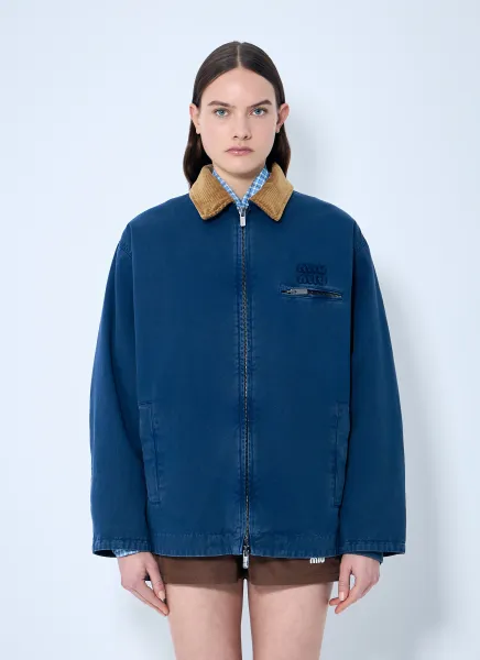 Garment-Dyed Jacket with Logo Embroidery