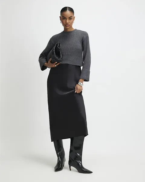 River Island Hybrid Satin Maxi Jumper Dress