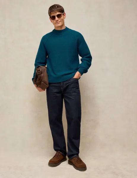 White Stuff Regular Fit Wool Rich Mock Neck Jumper Teal