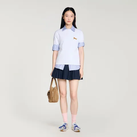 Horse embroidery cotton T-shirt