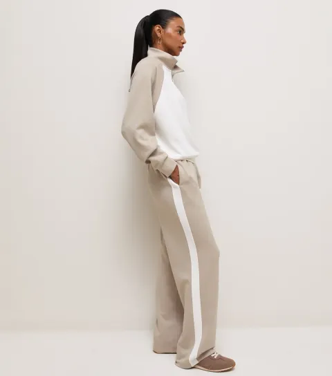 Women's Premium Mink Side Stripe Wide Leg Trousers