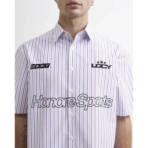 River Island Burgundy Boxy Fit Stripe Honore Sport Shirt