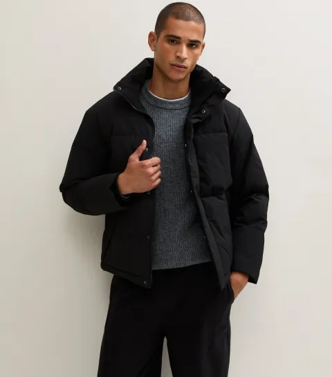 Jack & Jones Men's Black Funnel Neck Padded Jacket