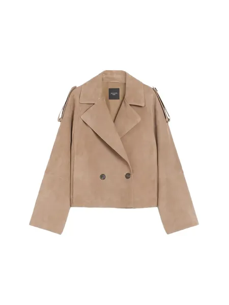 Short suede trench coat