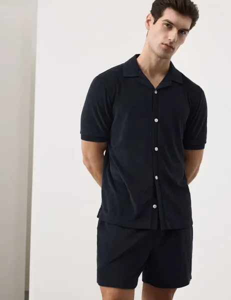 Autograph Cotton Rich Terry Towelling Shorts Dark Navy