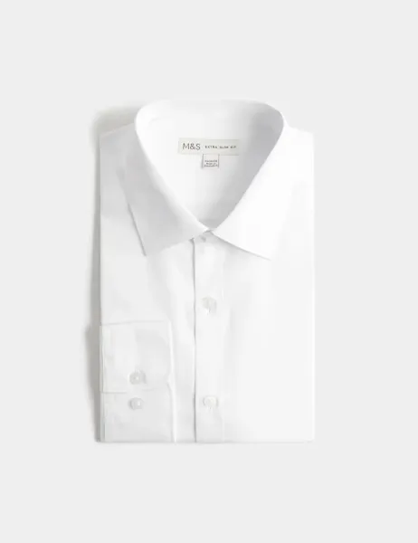 Marks & Spencer Extra Slim Fit Cotton Blend Shirt White