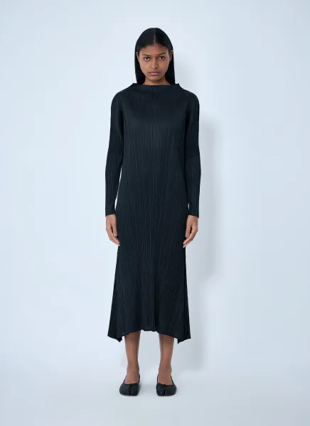 Pleated Long Sleeve Dress