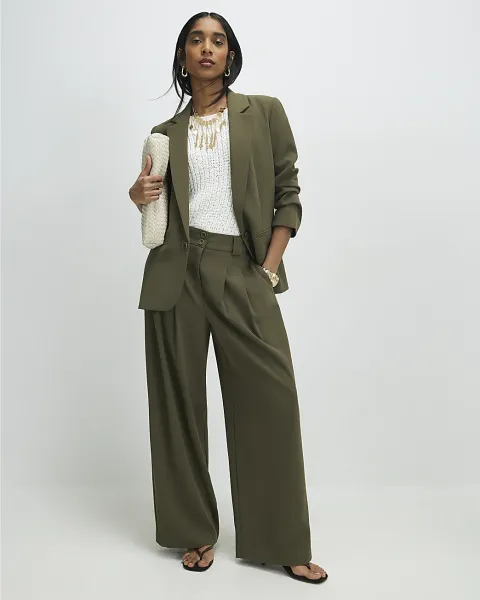 River Island Wide Leg Pleated Trousers