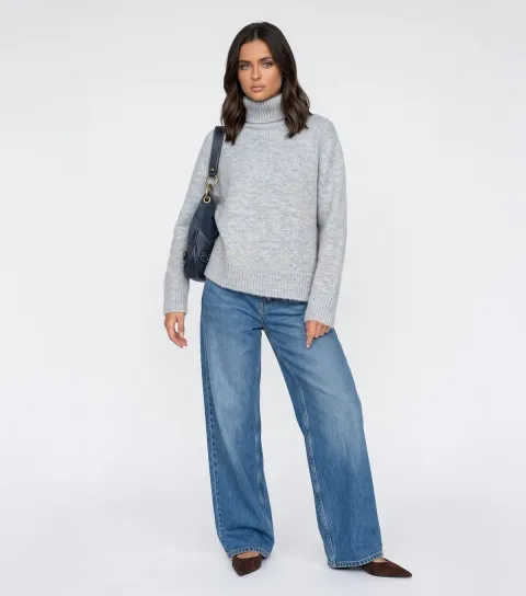Urban Bliss Women's Blue Saddle Sleeve Roll Neck Jumper