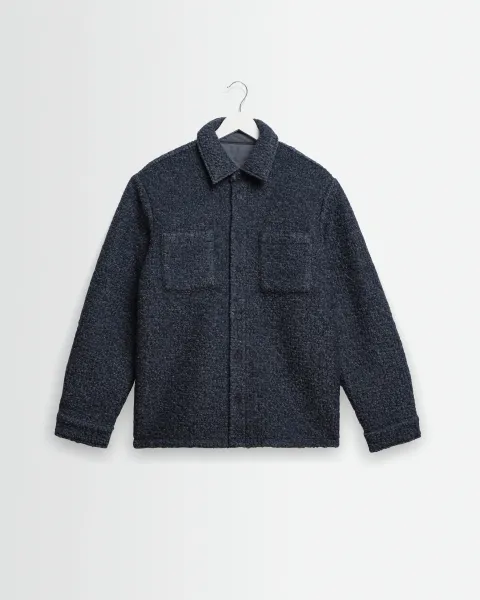Mount - Grey Blue Reversible Boucle Wool Overshirt