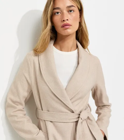Women's Tall Oatmeal Shawl Collar Coat
