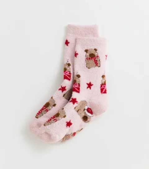 New Look Girls' Pink Christmas Capybara Cosy Knit Socks